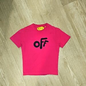 Off-White Pink and Black Short Sleeve Tee